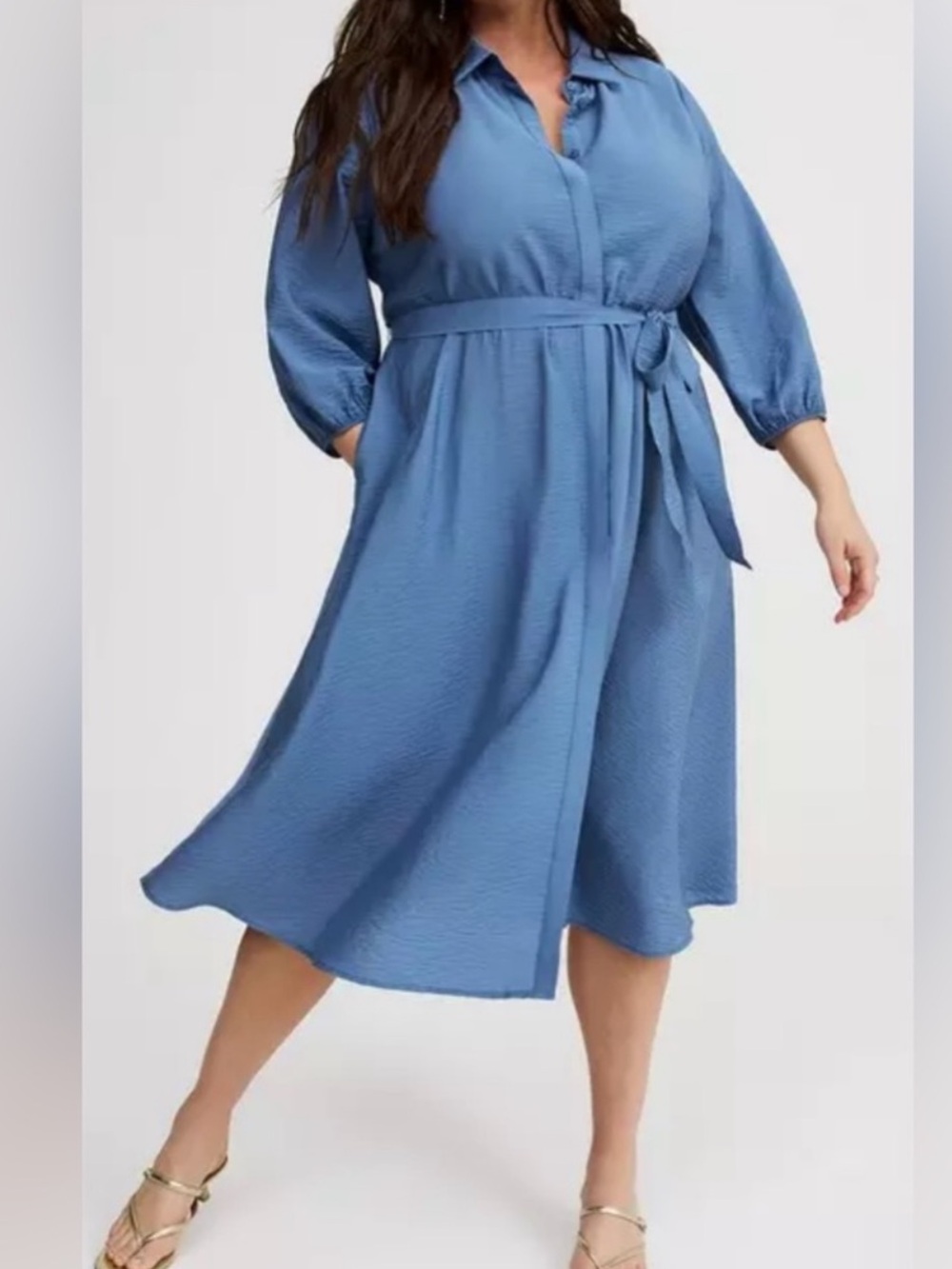Size 0 Torrid Blue collared tie front dress